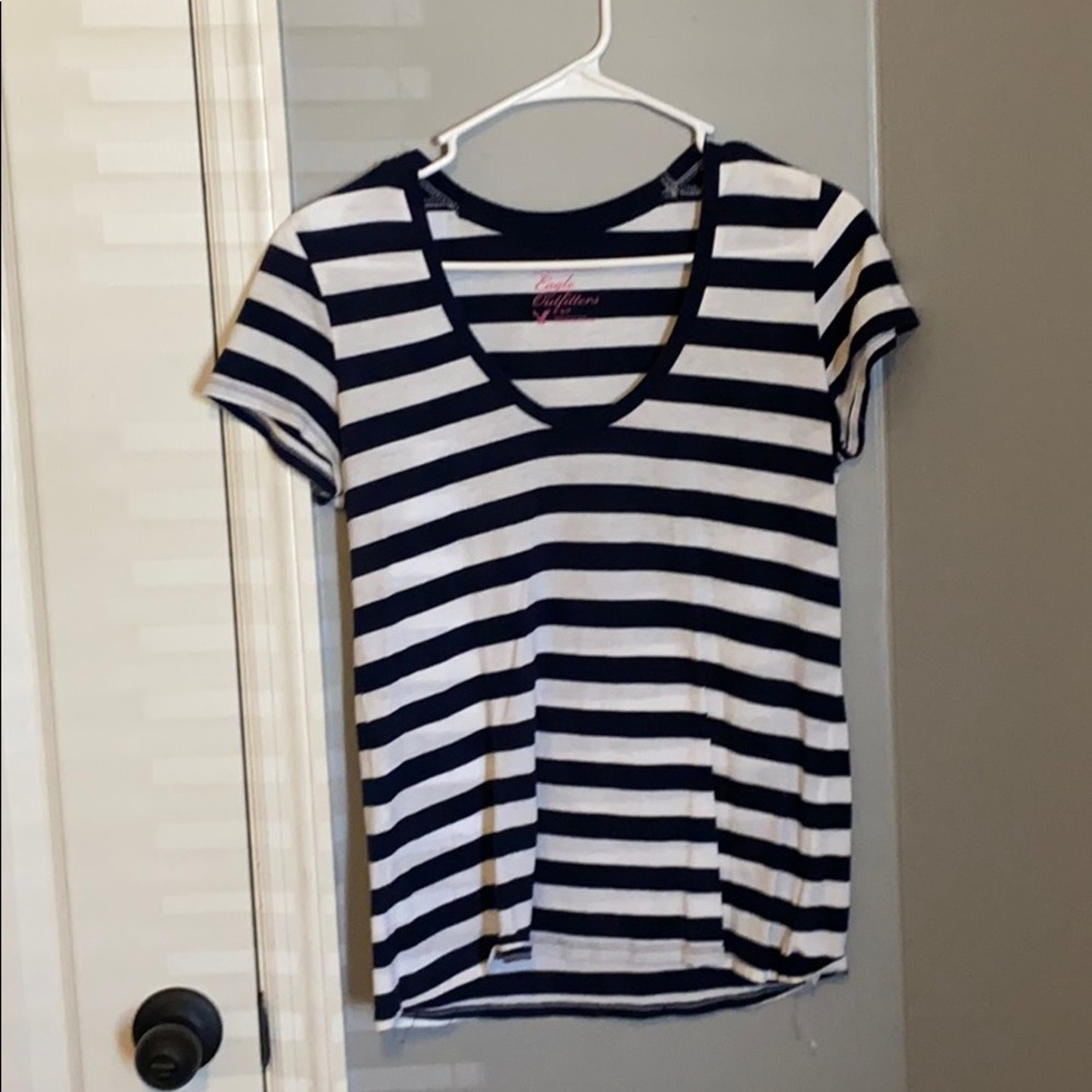 Navy Blue stripped scoop neck
